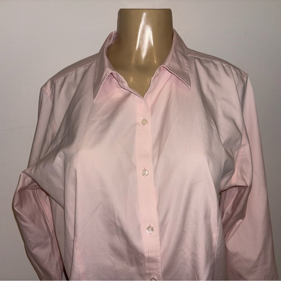 L.L Bean Wrinkle Resistant 3/4 Sleeve Pink Women’s Button Down Top Size L new - Picture 2 of 5